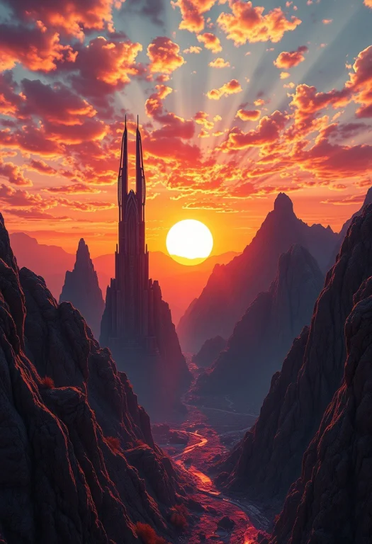 Masterpiece. A Futuristic Landscape With Tall Buildings Buil...