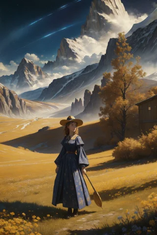 1girl, Loravangoghv21.5 Vincent Van Gogh Style, Superficial... — Stable Diffusion AI Prompt: 1girl, vincent van gogh style, Superficial Bark implanted into ground, shining...