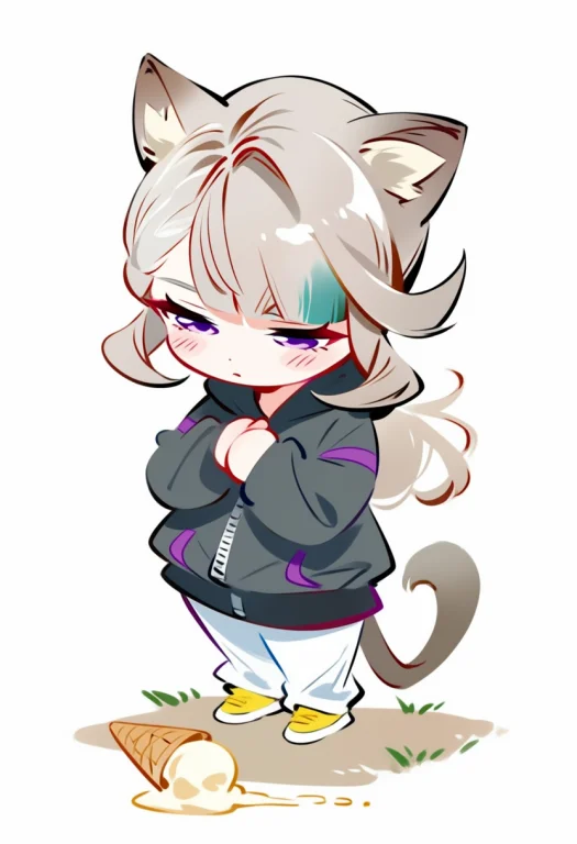 Skyy Thick Paint Style, 1girl, Animal Ears, Tail, Cat Ears,...
