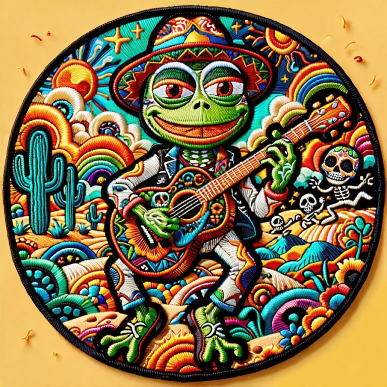 Ral-embroideredpatch, A Patch Of Pepe The Frog Strumming A G...