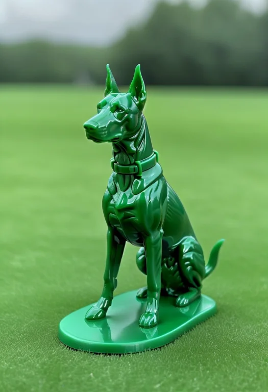 Green Plastic Figurine Small, Doberman Plastic Figurine Smal...