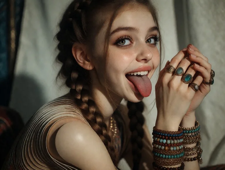 Luna, 23-year-old Slim Young Woman With Two Long Soft Braids...