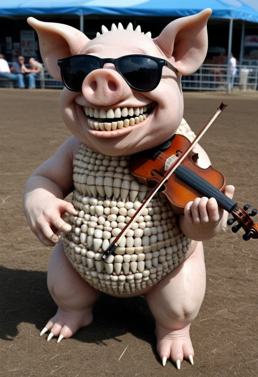 Madefromteef, A Statue Of A Pot Belly Pig, Made Of Teeth, Su...