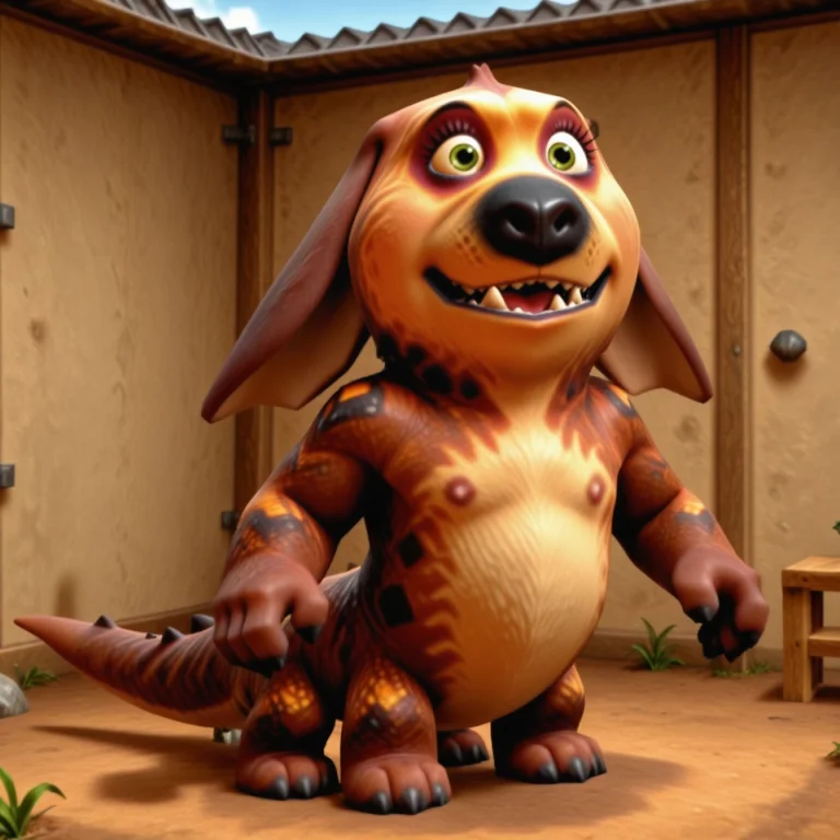Ting Tang, Canid, Brown Fur, Taur, Quadrupedal, Full-length...