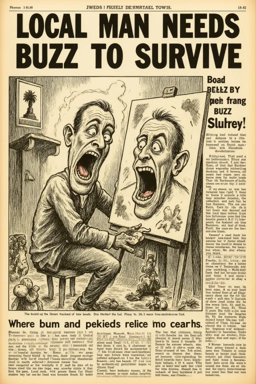 Old Newspaper Illustration Of A Desperate Artist At Work, Ex...