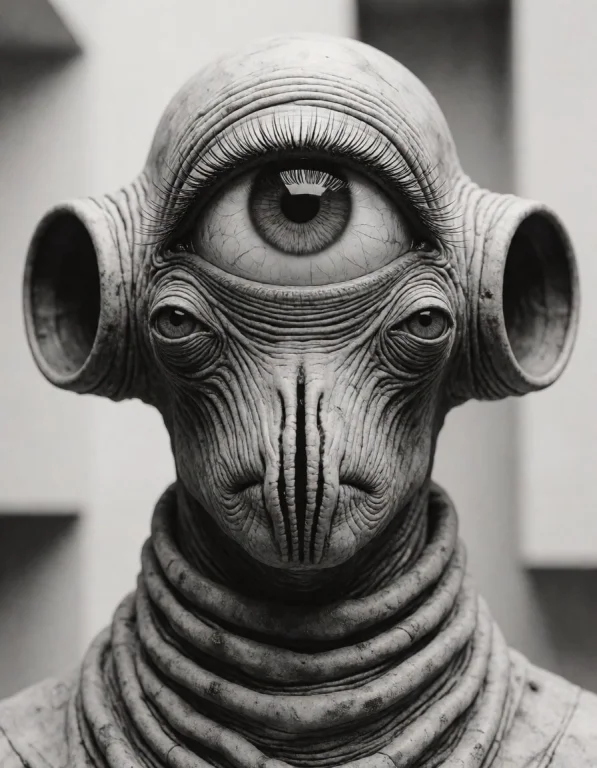 Surreal Monochrome Cyclops Bust Create A Surreal Black-and-w...
