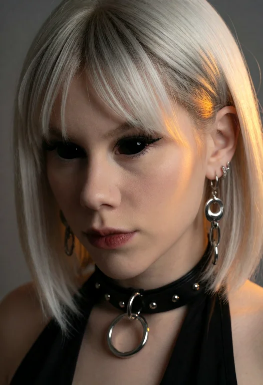 Kr1st4l Woman With Platinum Hair Close-up Beauty Portrait Wi...
