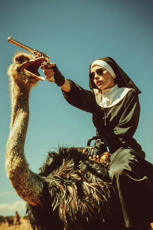 Midjourneyanalog15t3 Photograph. Low-angle Shot A Young Nun...