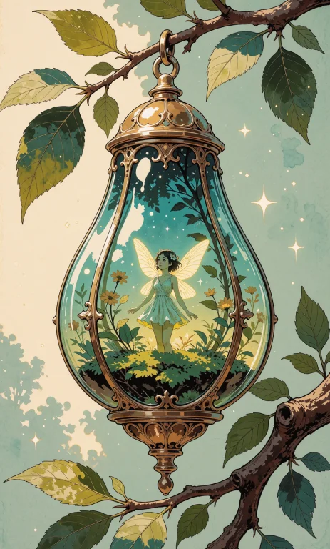 Art Nouveau Watercolor And Gouache Illustration On Cold-pres...