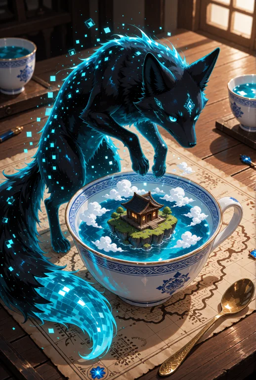 A Spectral Fox Spirit, A Mythical Kitsune, Possessing A Ghos...