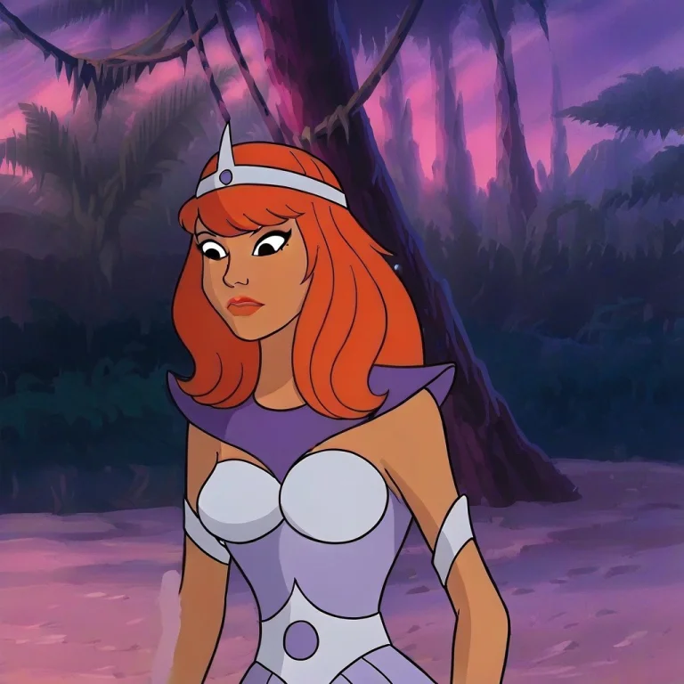 1girl, Black Eyes, Tree, Orange Hair, 1980s Style, Armor, Ti...