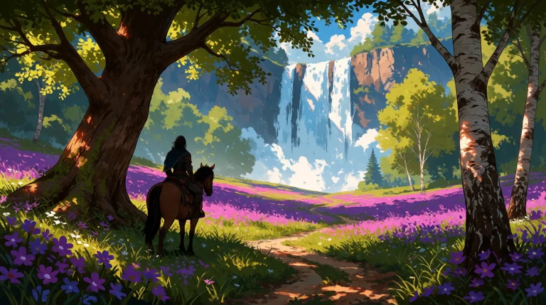Ta86inkriot, Thin Black Outlines, A Beautiful Fantasy Landsc...