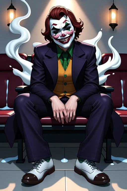 The Joker Sitting In A Crumbling Theater, Spotlight On His W...