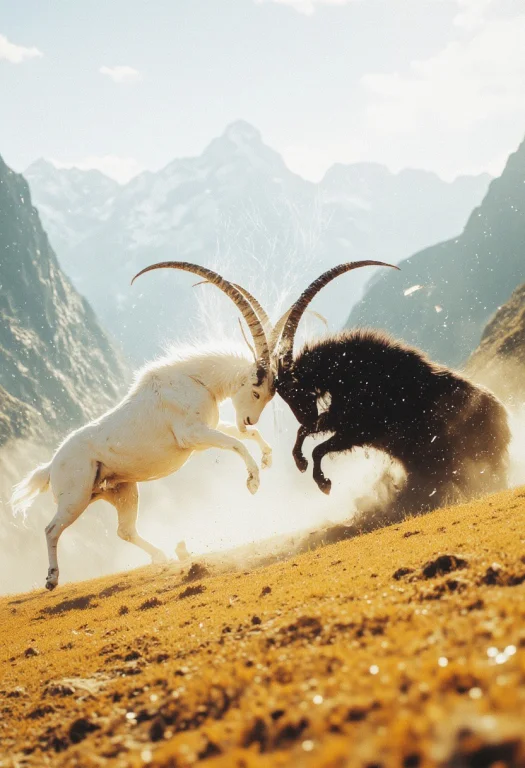 A Hyper-detailed Action Scene Set On A Windswept Mountain Sl...