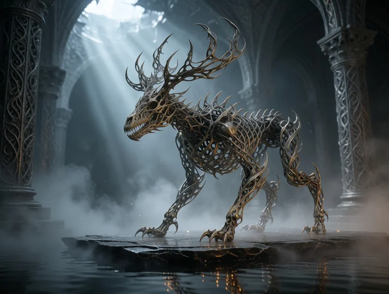 Filigree Monster Composed Entirely Of Gold Filigree Head, Si...