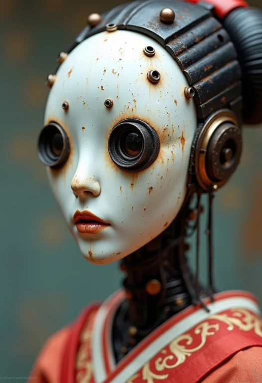 A Photograph Of An Android Robot Designed As A Geisha. The A...