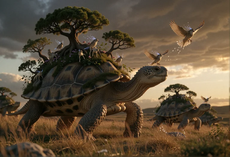 A Herd Of Massive Turtle-like Creatures With Entire Miniatur...