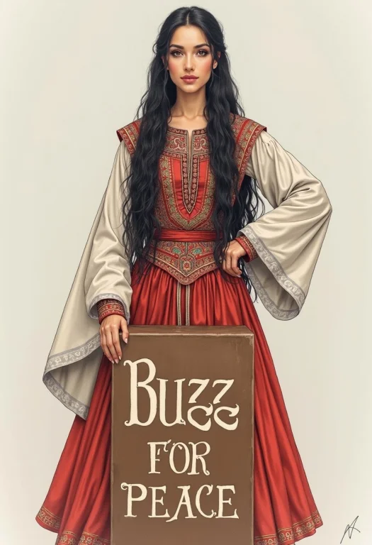 Draw One Woman From Russian Sarafans Wearing Traditional Rus...