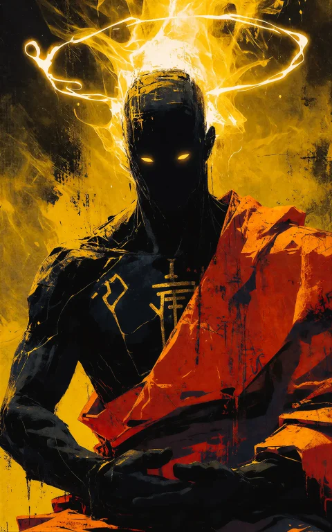 A Mythic Dark Fantasy Portrait Of A Seated Shadow Deity Rend...