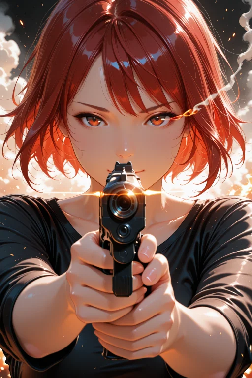 Embeddinglazypos, 1girl, Red Hair, Short Hair, Mature, Aimin...