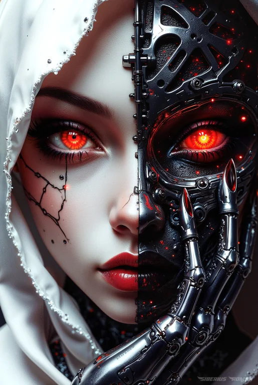 Realistic. Close-up Of A Face Adorned With Intricate Black A...