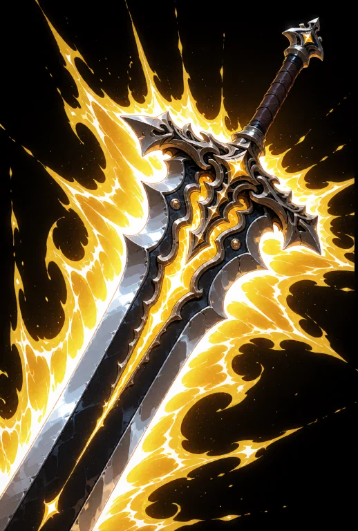 A Massive, Ornate Fantasy Greatsword, Featured In A Three-qu...