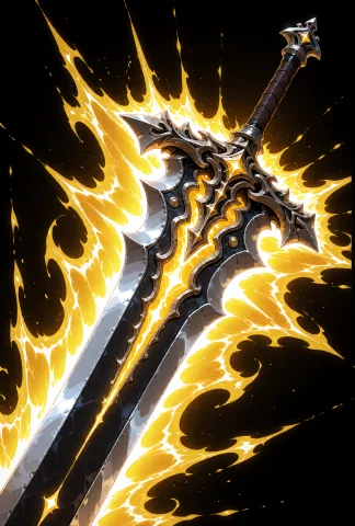 A Massive, Ornate Fantasy Greatsword, Featured In A Three-qu... — Stable Diffusion AI Prompt: A massive, ornate fantasy greatsword, featured in a three-quarter view and close...