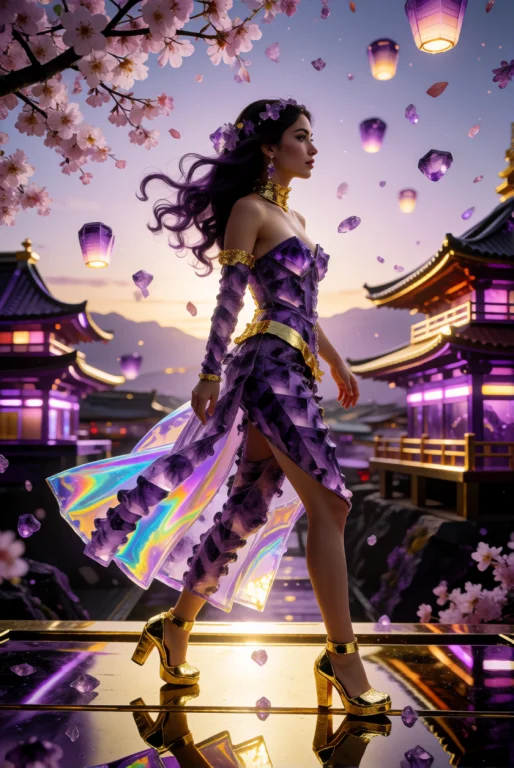 Goldamethystworld, A Woman In A Holographic Dress Walking Th...
