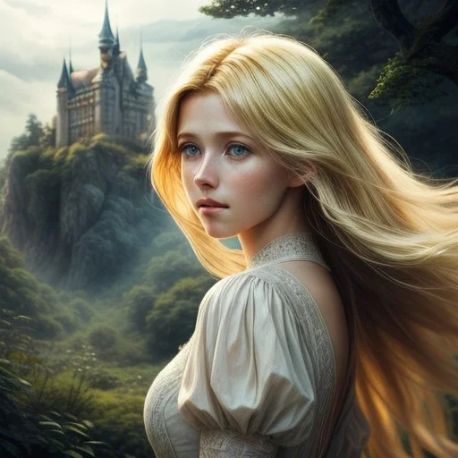 Close-up Shot Of A Beautiful Young Blonde Woman Standing At...