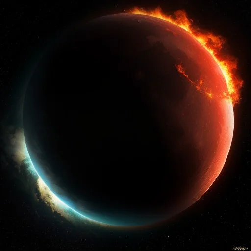 Breathtaking, Hdr, Photo Of A Rainbow Hued Moon With Fiery E...