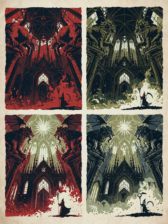 A Limited-palette Gothic Poster On Cream Textured Paper Show...