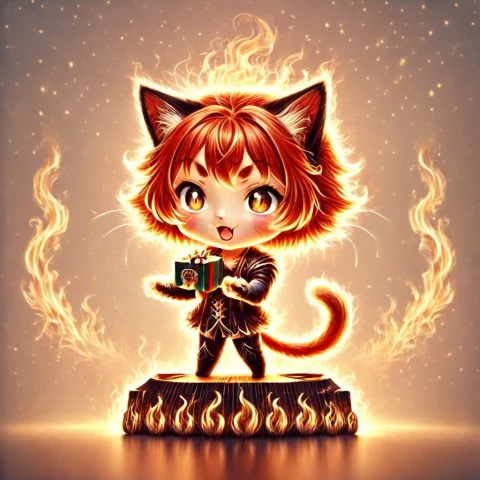 A Chibi Anime Red Hair Cat Girl Lay On A Fire Box — Stable Diffusion AI Prompt: a chibi anime red hair cat girl lay on a fire box