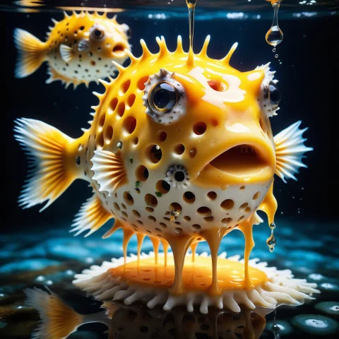 Jed-drpgcese, Masterpiece, Full Of Details Loradrippingchees... — SDXL AI Prompt: Jed-Drpgcese, masterpiece, full of details , a puffer fish, dynamic background,...