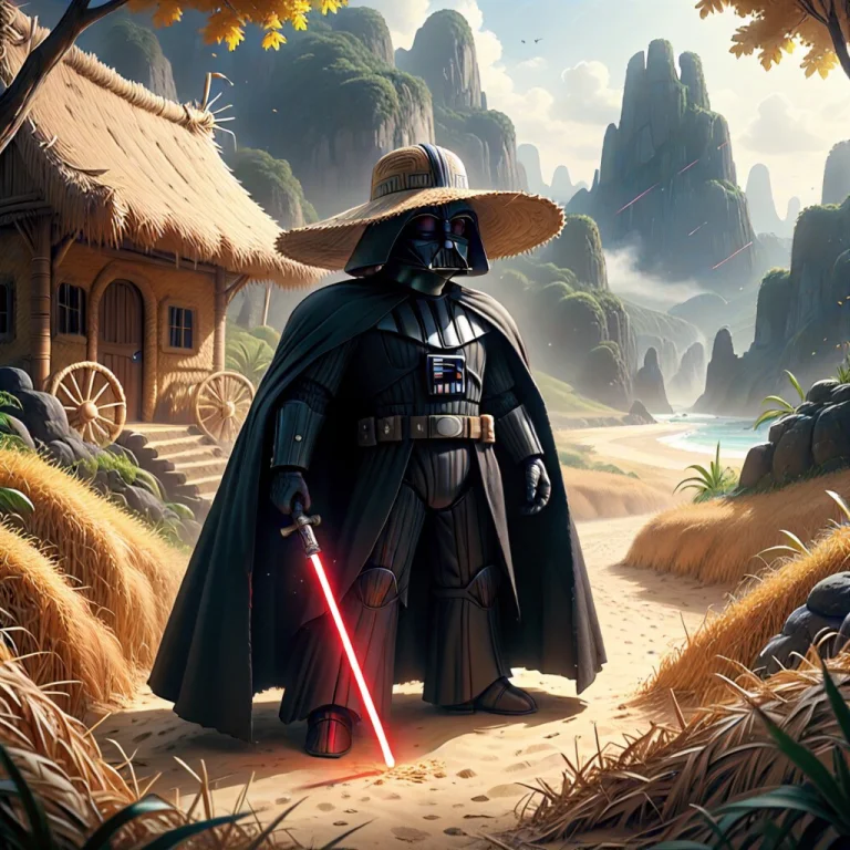 Masterpiece, Vader Wearing A Straw Hat, Lightsaber Made Of S...