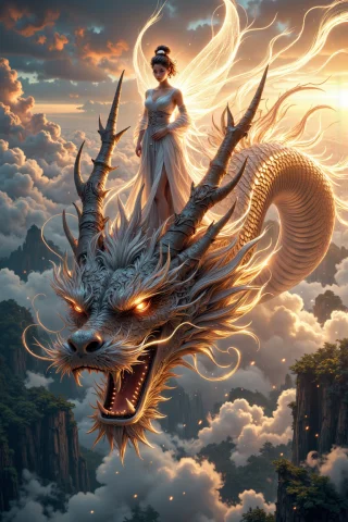 Mythp0rt, A Close-up Of An Eastern Dragons Head Partially Vi... — FLUX AI Prompt: mythp0rt, A close-up of an Eastern dragon's head partially visible, emerging swi...