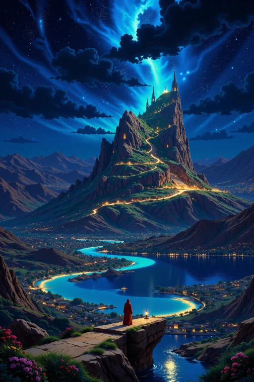 Kuwaiti Beautiful Landscape, Bright Luminous Night, Woman, V...