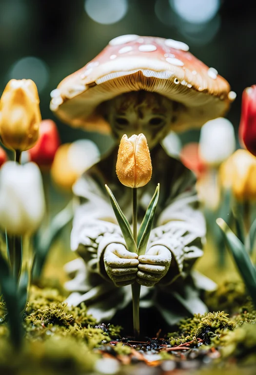 A Mushroom Spirit. Magical Ethereal Being. Mossy, Moist Fore...