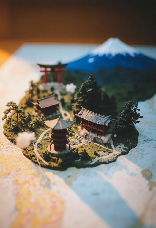 A Realistic Map Of East Asia Lies Flat On A Textured Surface...