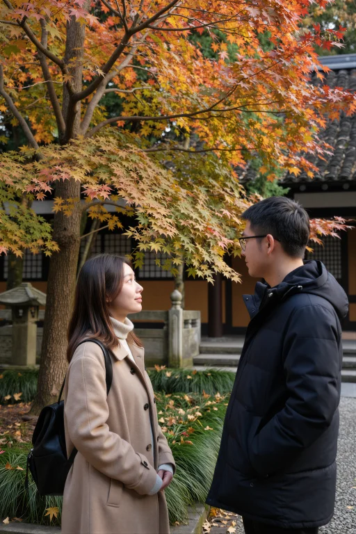 A Woman And A Man Exchange A Curious Glance While Both Admir...