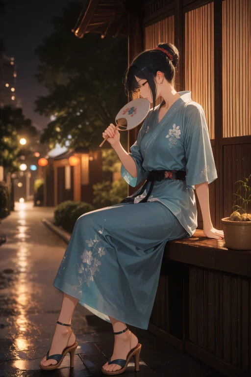 Bsq. 1girl, Solo, Mens Casual Jinbei1.1, Indigo Cotton, Simp...