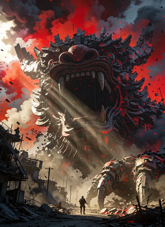 An Intense, Panoramic Digital Illustration In A Gritty Cyber...