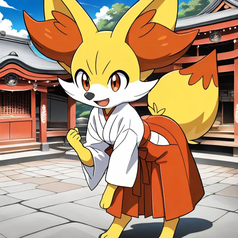Fennekinpokmon X And Y,red Eyes,black Nose,red Ear Fluff,red...