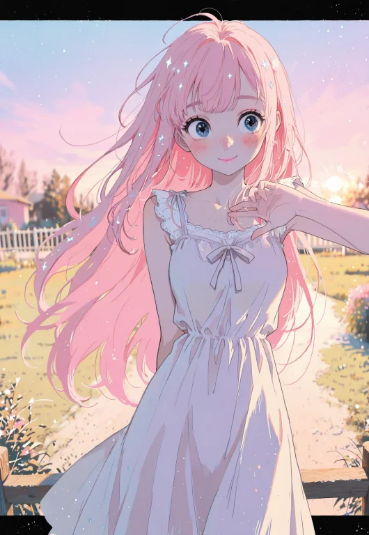 1 Girl, Solo, Colored Inner Hair, Windswept Hair, Glitter In...