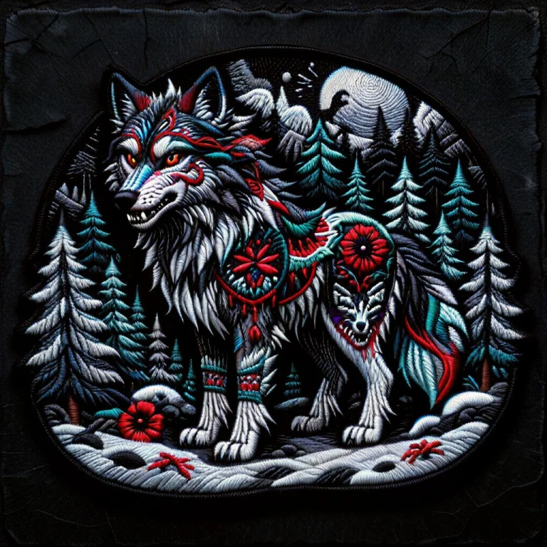 Grunge Style Horror-themed Wolf Visiting From Snow Forest Lo...