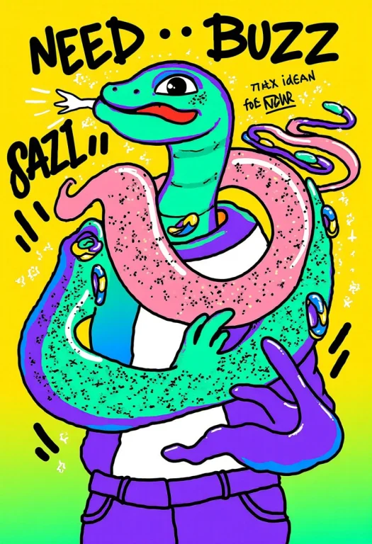 Shebaobao. A Snake Holding A Lightning Bolt Symbol. Caption...