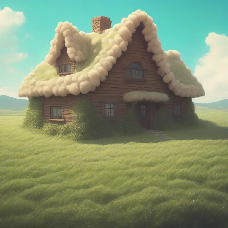 Fluffy House, Madefromteef, Hill, Cyan Grass,