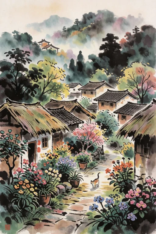 A Captivating Image, Rendered In The Style Of Traditional Ch...