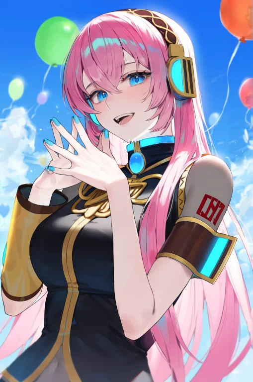 Megurine Luka, 1girl, Pink Hair, Solo, Long Hair, Flower Sym...