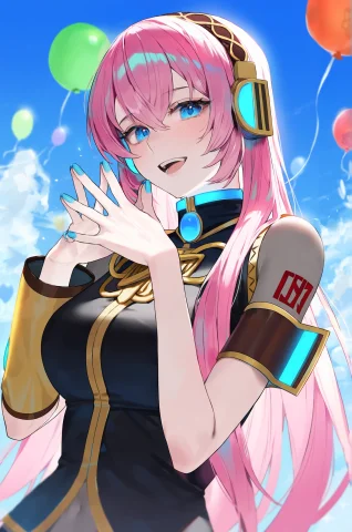 Megurine Luka Art Prompt — Stable Diffusion AI Prompt: megurine luka, 1girl, pink hair, solo, long hair, flower symbol, yellow sleeves,...