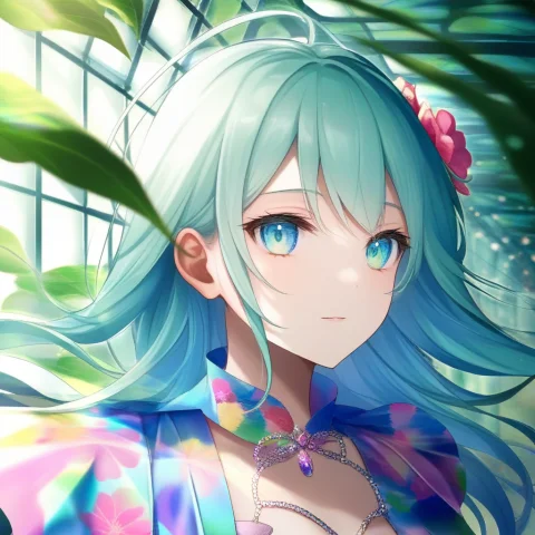 A Floral Print Dress In A Sunlit Greenhouse, Documentary Pho... — Stable Diffusion AI Prompt: a floral print dress in a sunlit greenhouse, documentary photography, iridescent...